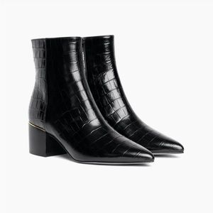 Thursday Luna Black Croco Boot 8.5